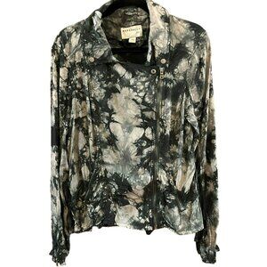 Marrakech Women's Black White Tie-Dye Moto Jacket Small Grunge Goth Y2K Style